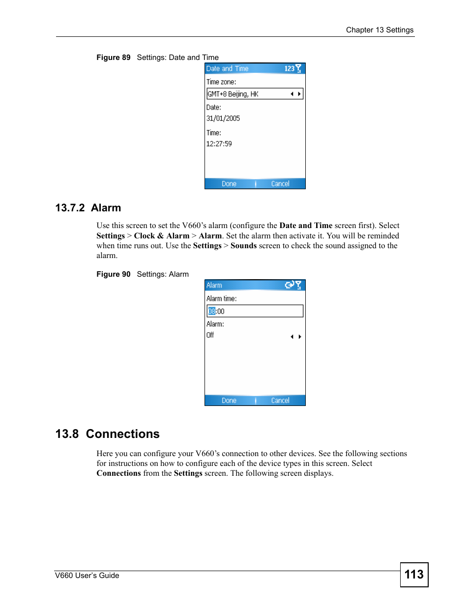 2 alarm, 8 connections | ZyXEL Communications V660 User Manual | Page 113 / 192