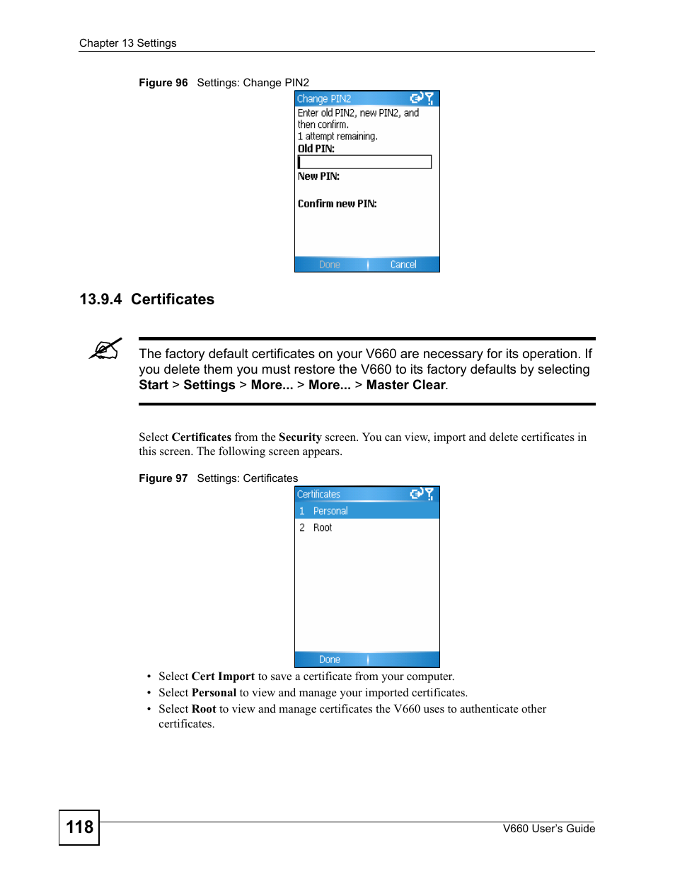 4 certificates | ZyXEL Communications V660 User Manual | Page 118 / 192