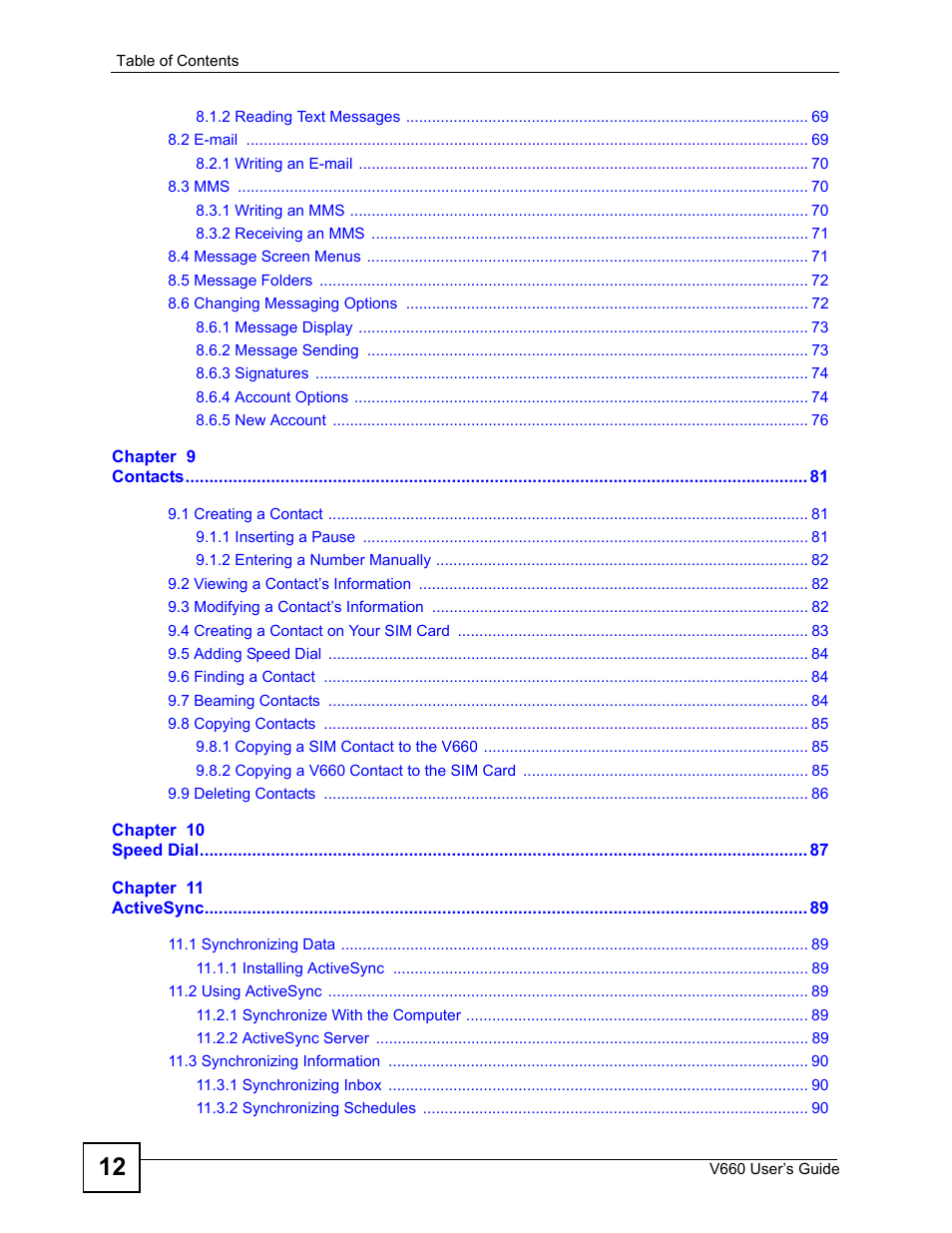 ZyXEL Communications V660 User Manual | Page 12 / 192