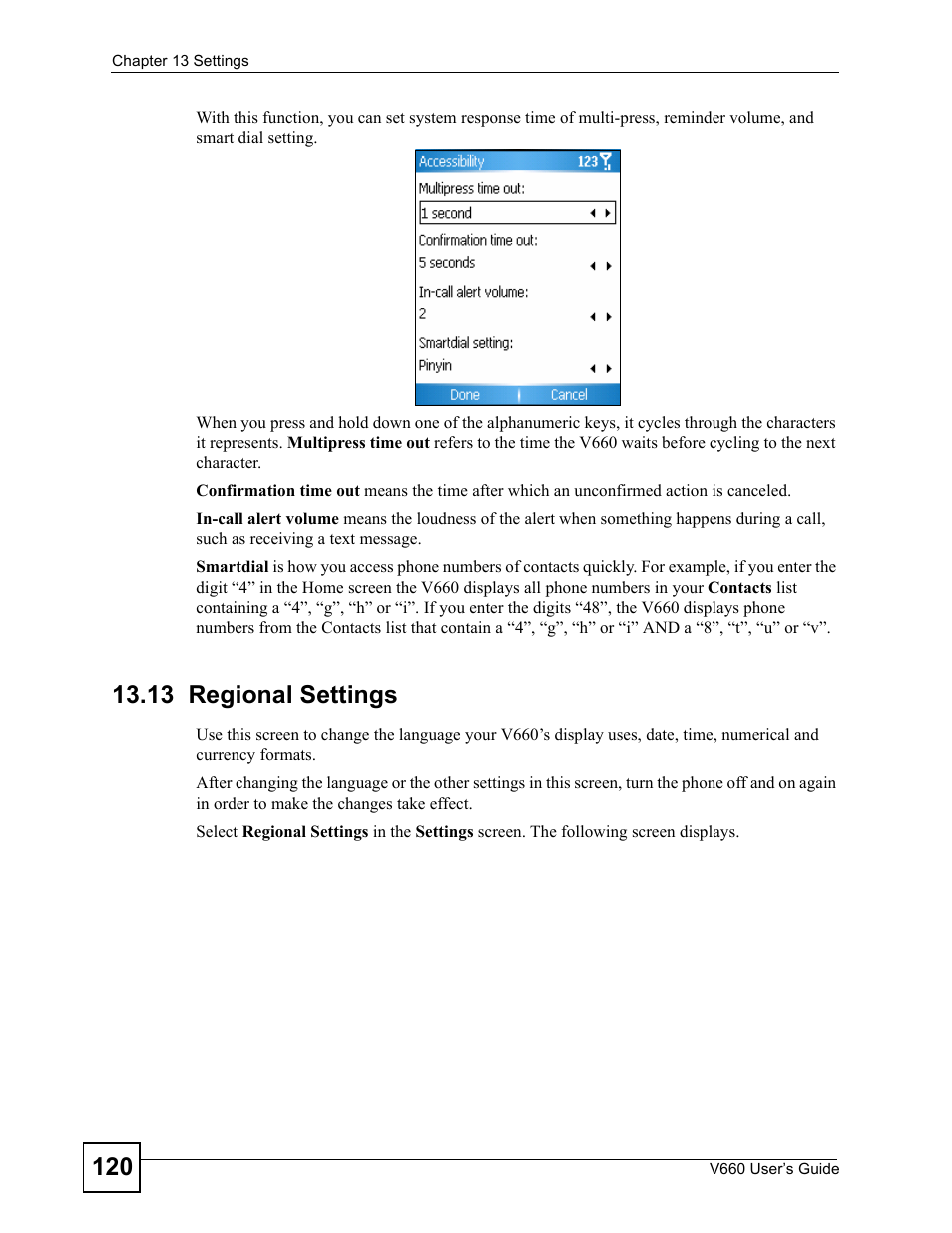 13 regional settings | ZyXEL Communications V660 User Manual | Page 120 / 192