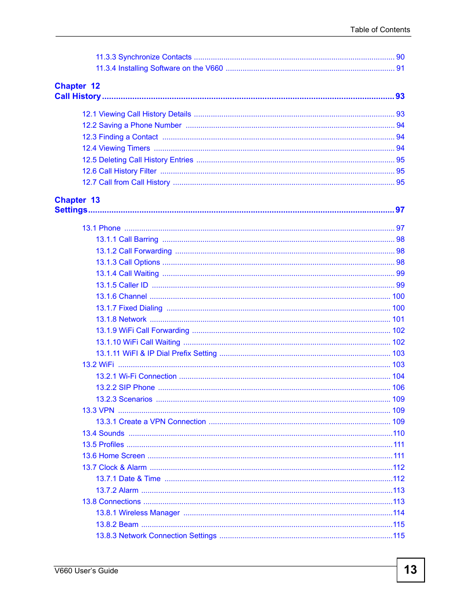 ZyXEL Communications V660 User Manual | Page 13 / 192