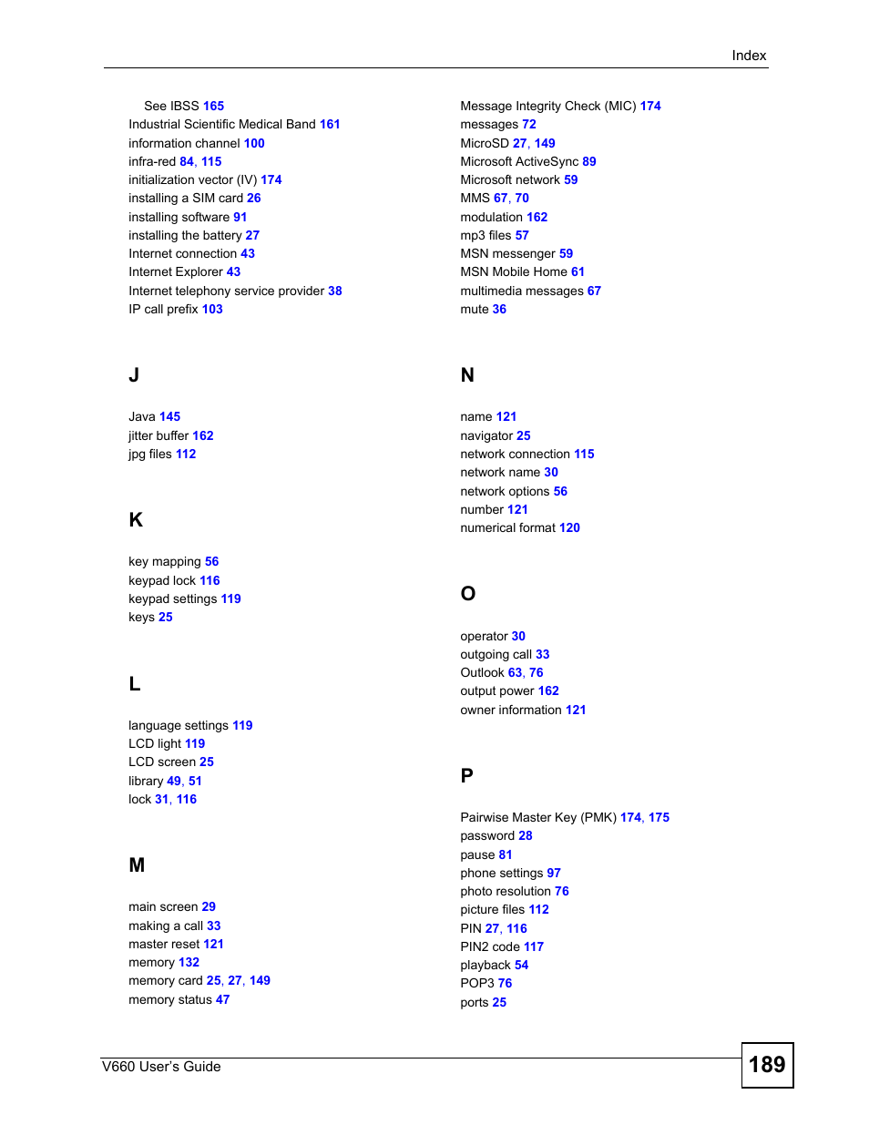 ZyXEL Communications V660 User Manual | Page 189 / 192