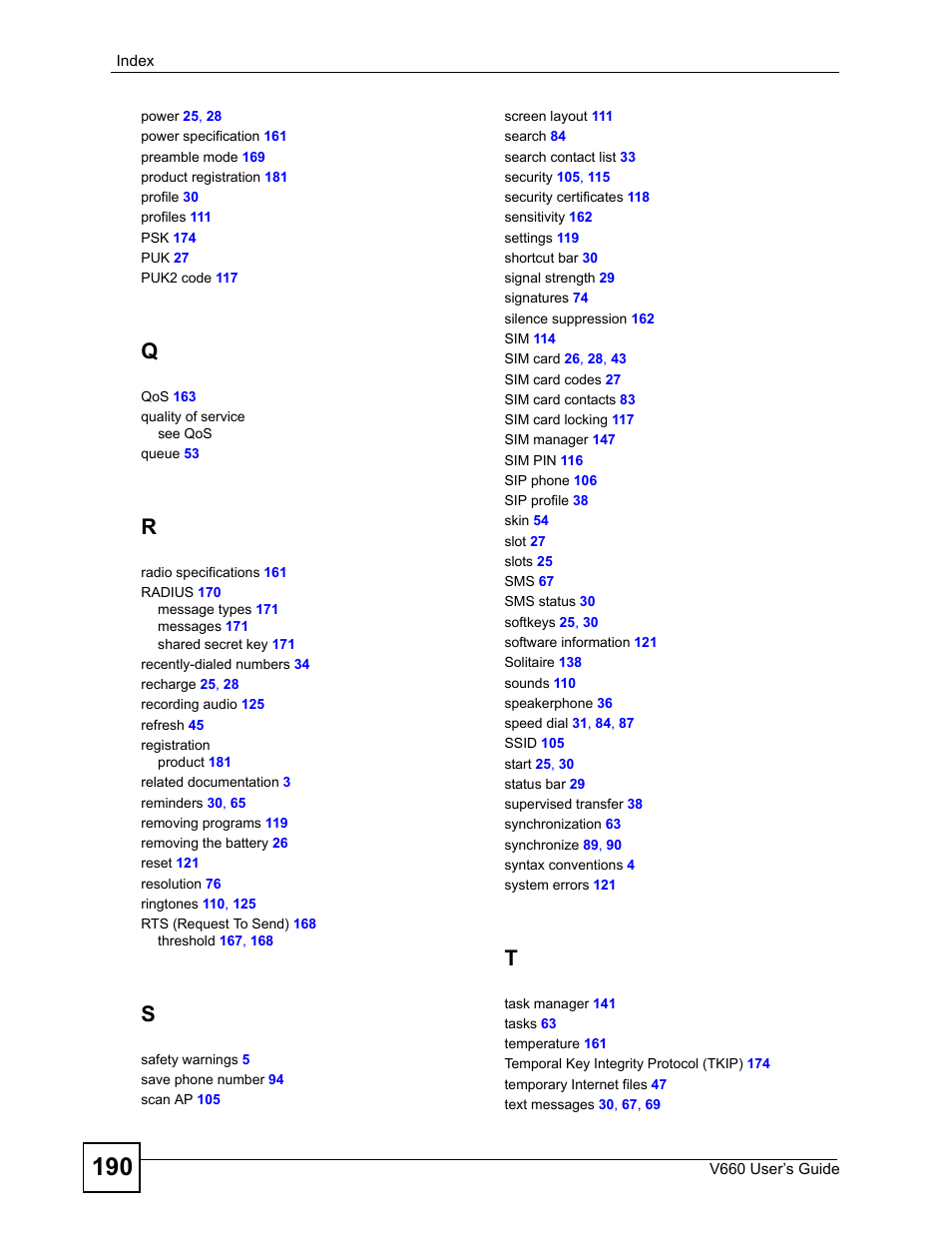 ZyXEL Communications V660 User Manual | Page 190 / 192