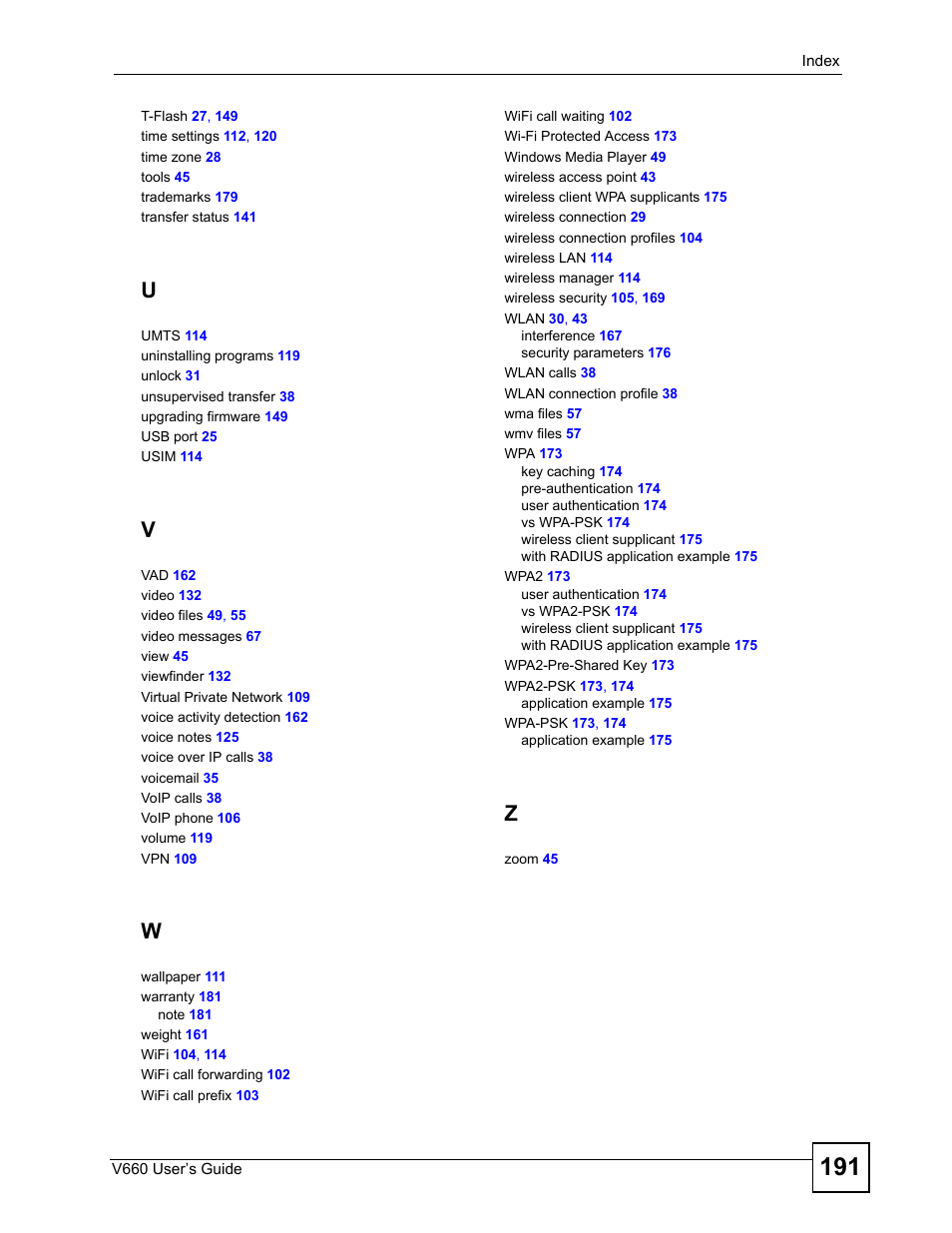 ZyXEL Communications V660 User Manual | Page 191 / 192