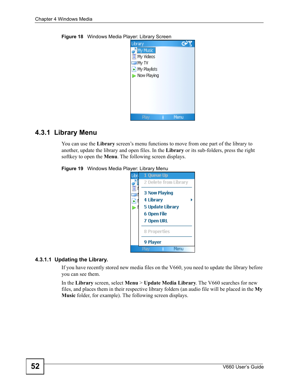 1 library menu | ZyXEL Communications V660 User Manual | Page 52 / 192