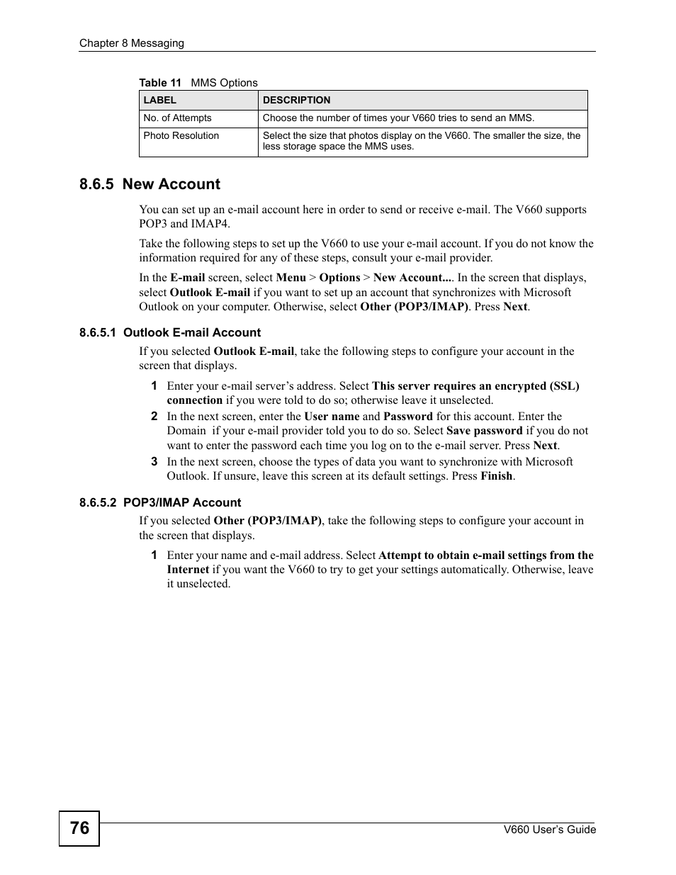5 new account | ZyXEL Communications V660 User Manual | Page 76 / 192