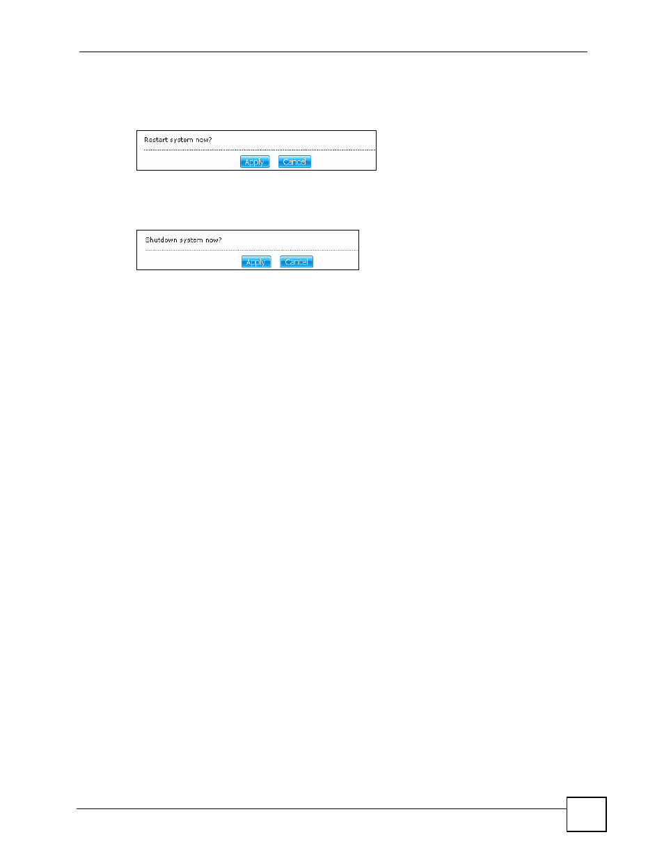 Figure 94 maintenance > shutdown > confirm restart | ZyXEL Communications NSA-220 User Manual | Page 133 / 234