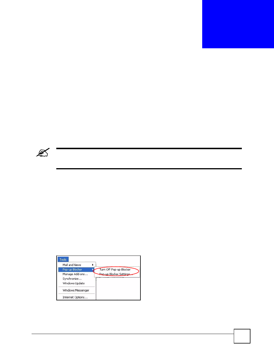 Pop-up windows, javascripts and java permissions, Figure 121 pop-up blocker | ZyXEL Communications NSA-220 User Manual | Page 179 / 234