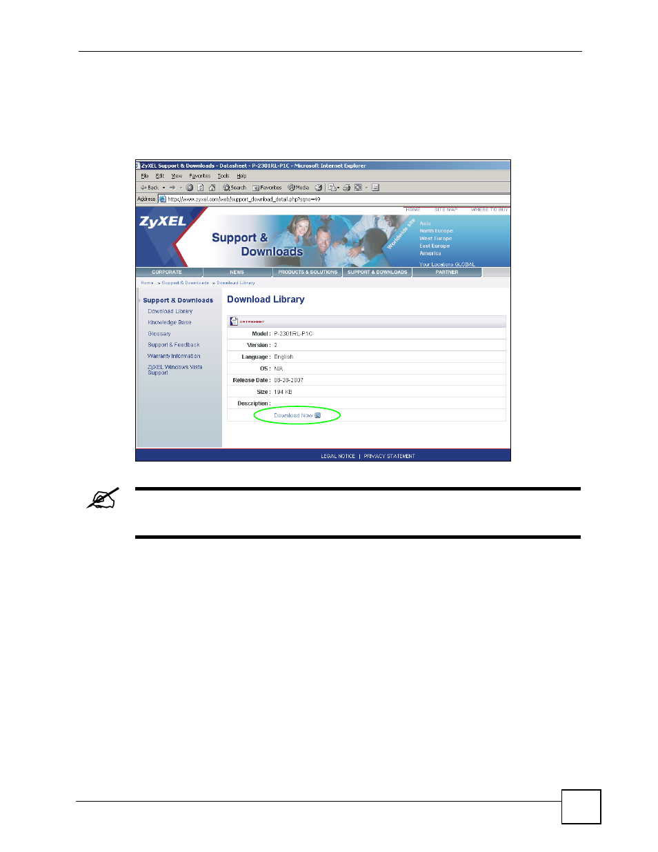 Figure 35 download link example | ZyXEL Communications NSA-220 User Manual | Page 53 / 234