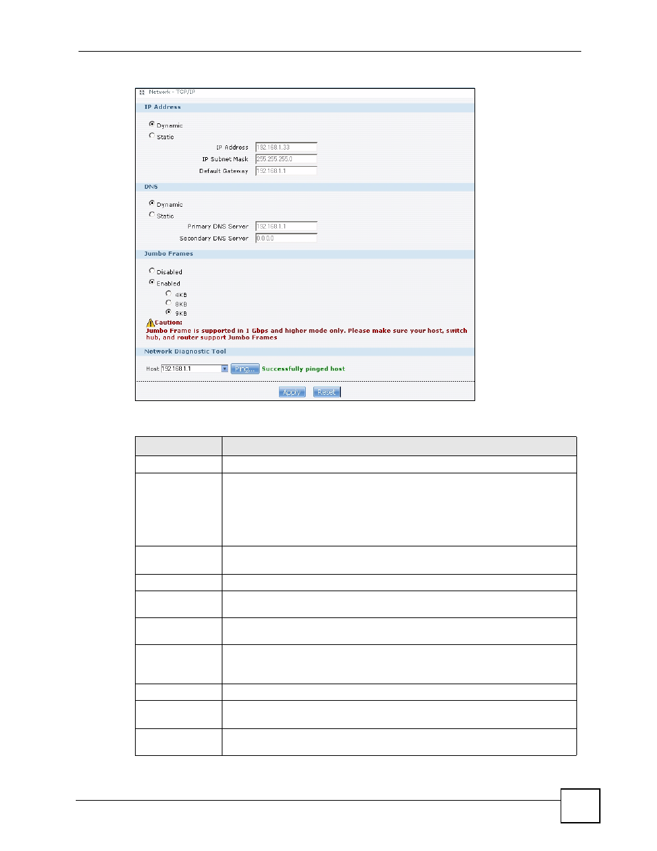 Figure 64 system setting > network > tcp/ip, Table 23 system setting > network > tcp/ip | ZyXEL Communications NSA-220 User Manual | Page 87 / 234