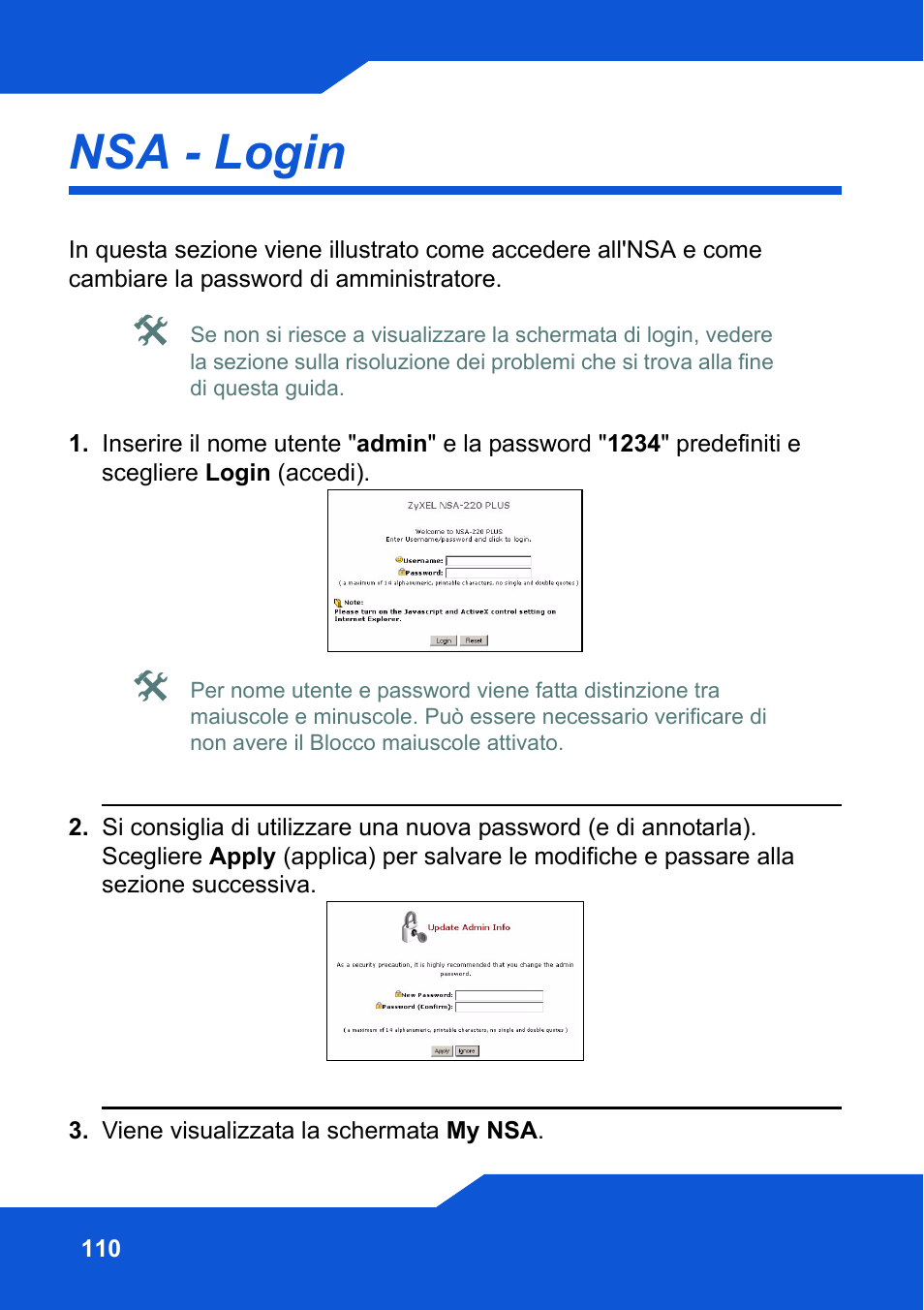 Nsa - login | ZyXEL Communications Network Storage NSA-220 Plus User Manual | Page 110 / 216