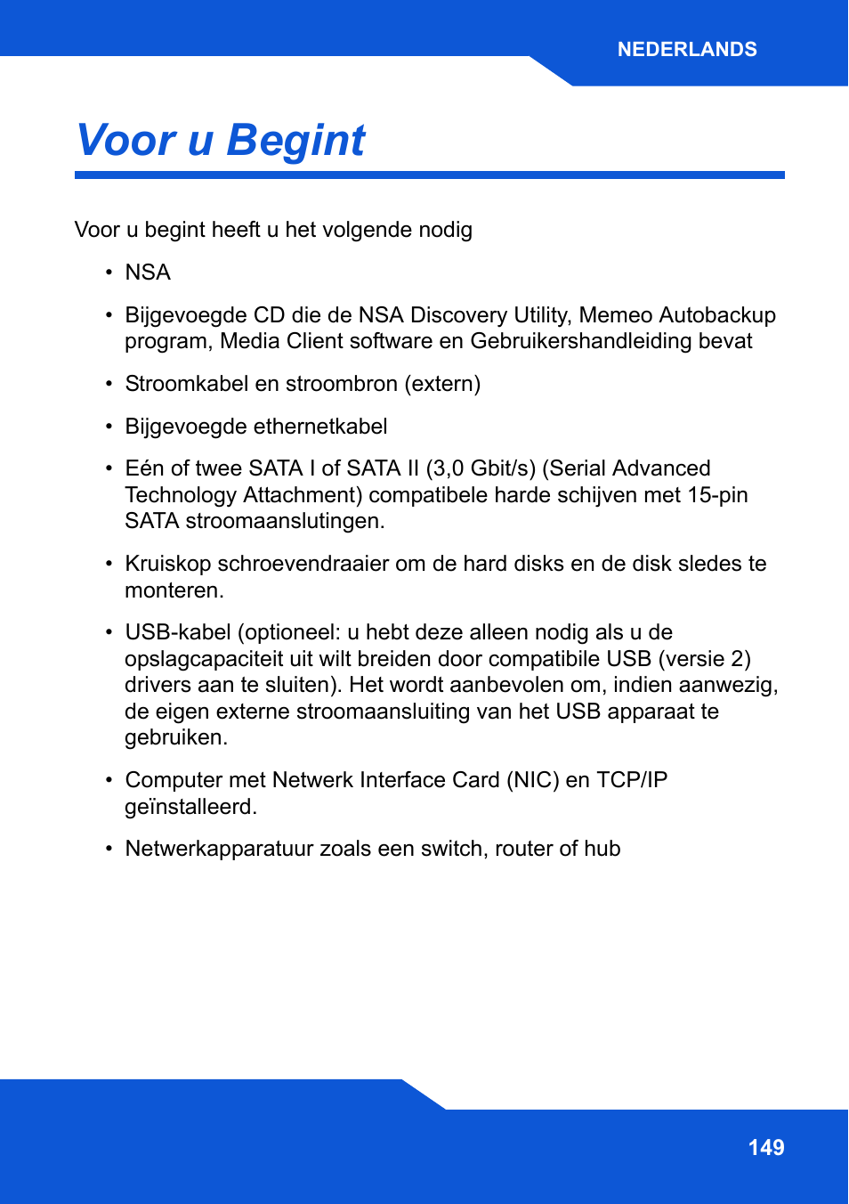 Voor u begint | ZyXEL Communications Network Storage NSA-220 Plus User Manual | Page 149 / 216