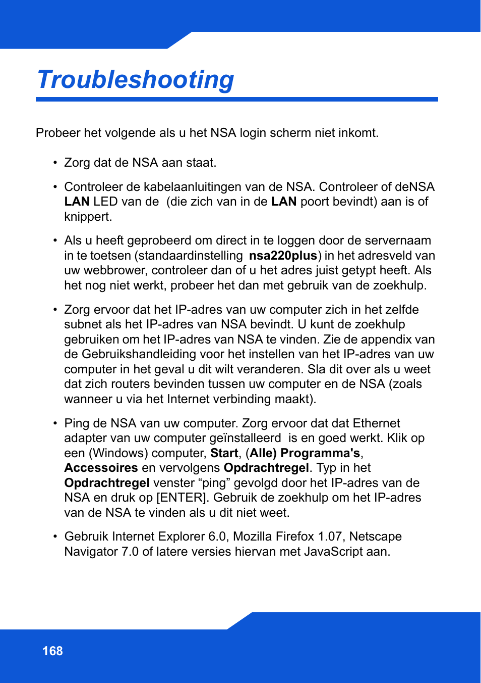 Troubleshooting | ZyXEL Communications Network Storage NSA-220 Plus User Manual | Page 168 / 216
