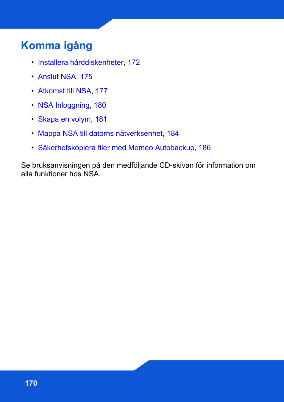 Komma igång | ZyXEL Communications Network Storage NSA-220 Plus User Manual | Page 170 / 216