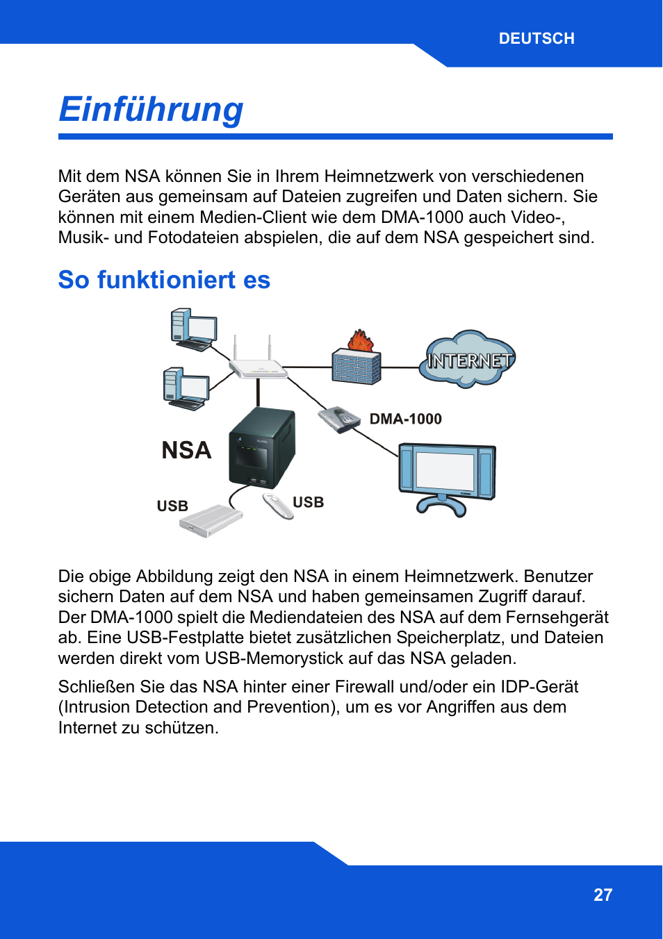 Deutsch, Einführung, So funktioniert es | ZyXEL Communications Network Storage NSA-220 Plus User Manual | Page 27 / 216
