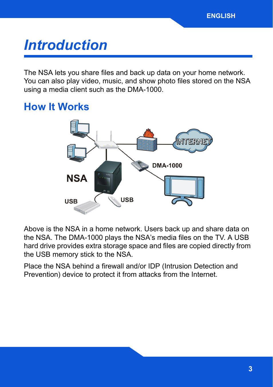 English, Introduction, How it works | ZyXEL Communications Network Storage NSA-220 Plus User Manual | Page 3 / 216