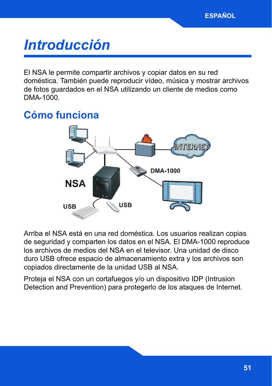 Español, Introducción, Cómo funciona | ZyXEL Communications Network Storage NSA-220 Plus User Manual | Page 51 / 216