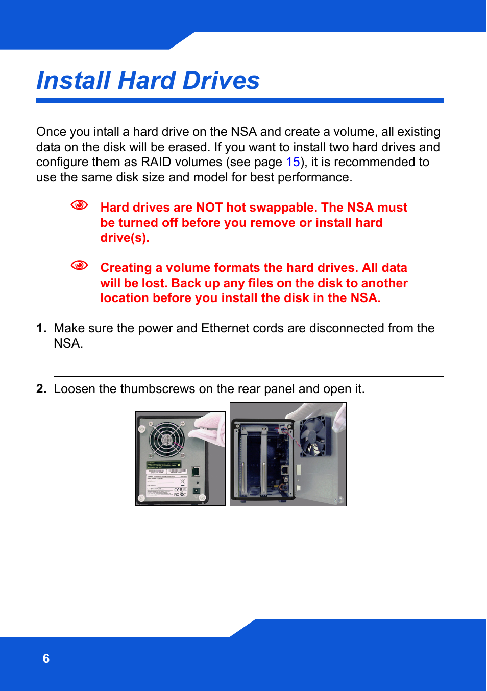 Install hard drives | ZyXEL Communications Network Storage NSA-220 Plus User Manual | Page 6 / 216