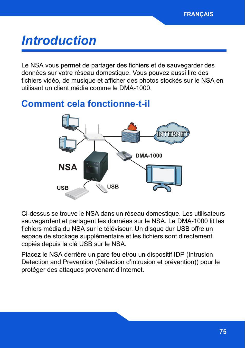 Français, Introduction, Comment cela fonctionne-t-il | ZyXEL Communications Network Storage NSA-220 Plus User Manual | Page 75 / 216