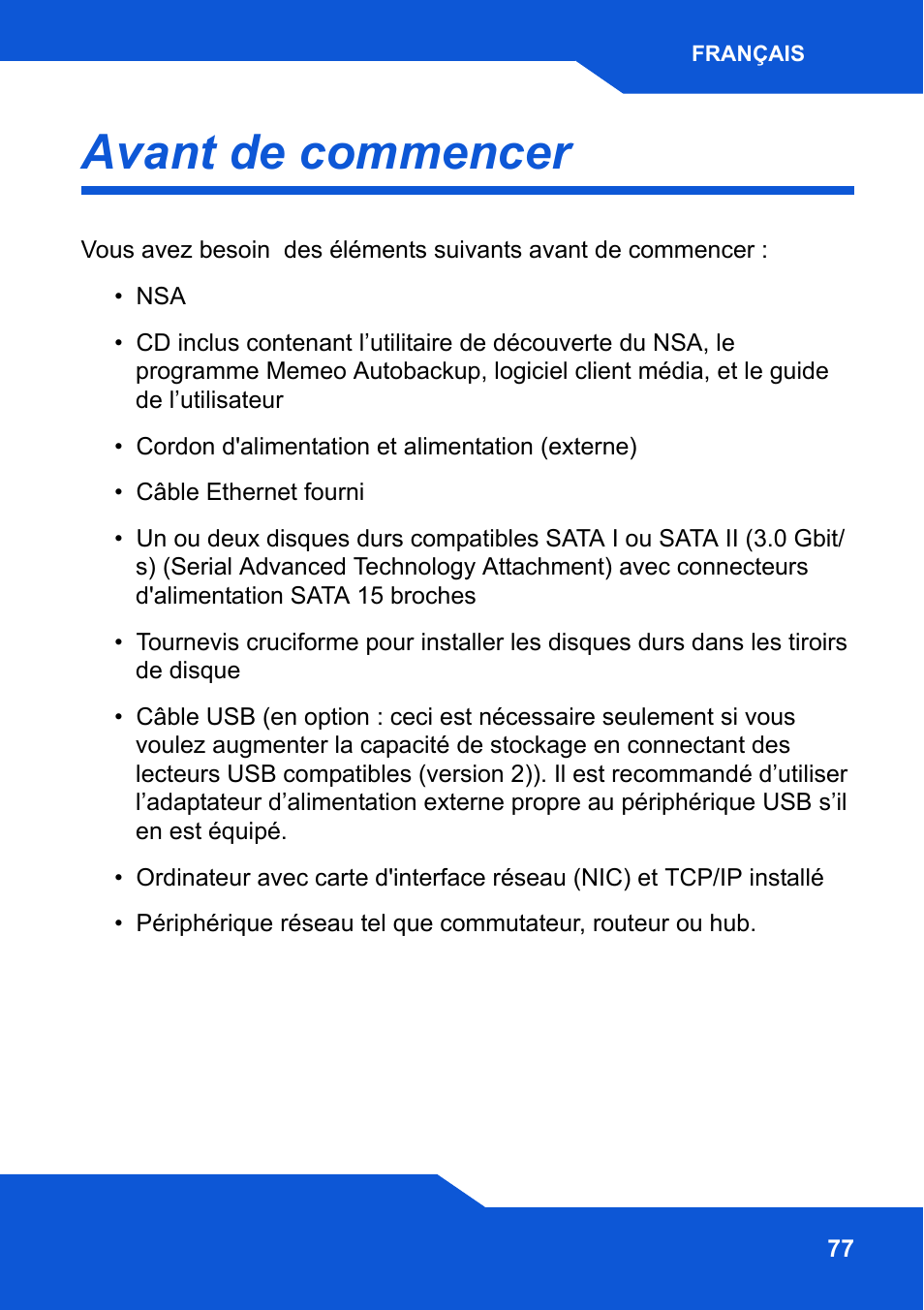 Avant de commencer | ZyXEL Communications Network Storage NSA-220 Plus User Manual | Page 77 / 216