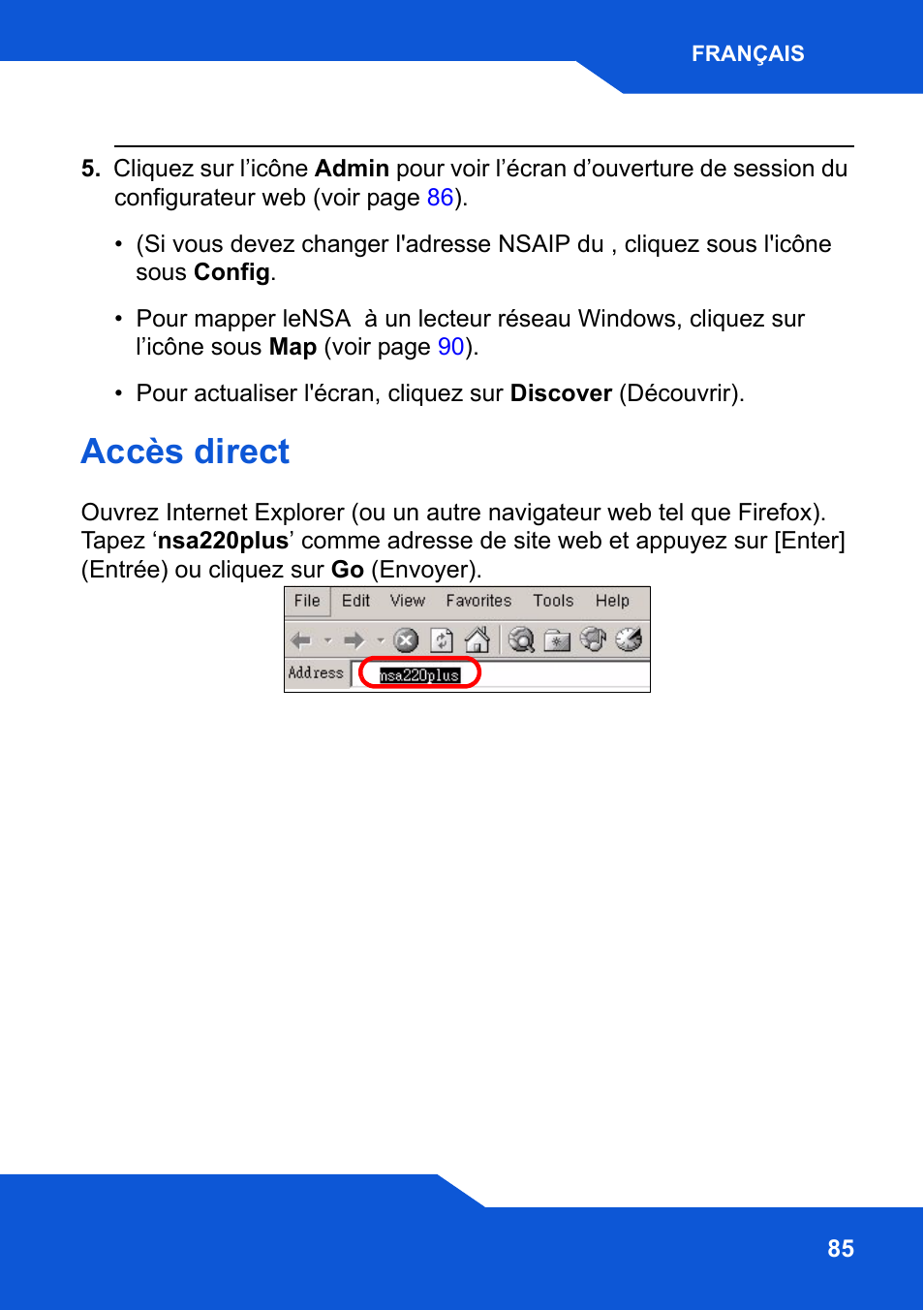 Accès direct | ZyXEL Communications Network Storage NSA-220 Plus User Manual | Page 85 / 216
