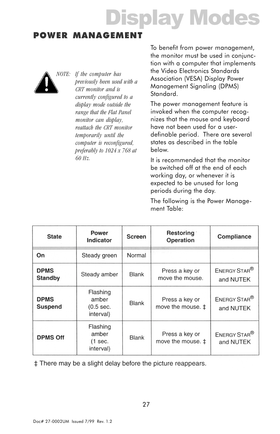 Power management, Display modes | Z Microsystems 15 User Manual | Page 27 / 35