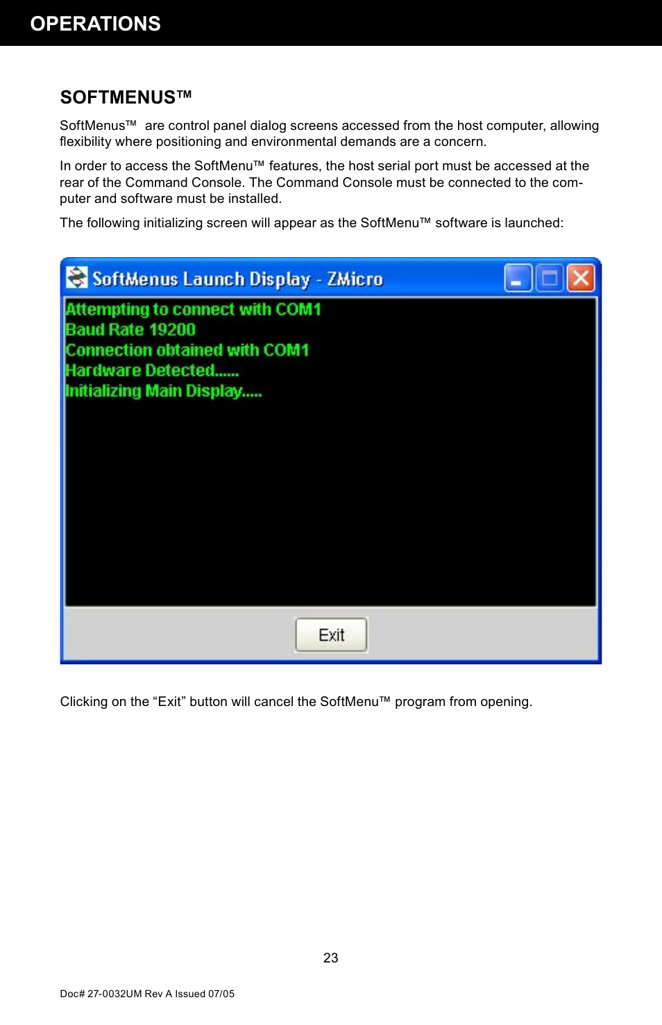 Operations, Softmenus | Z Microsystems SL User Manual | Page 23 / 51
