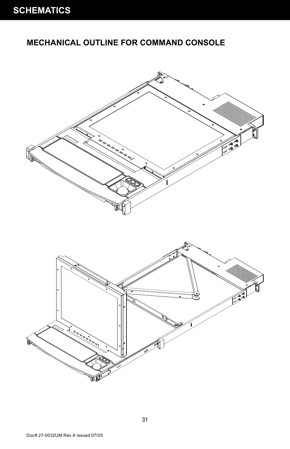 Schematics, Mechanical outline for command console | Z Microsystems SL User Manual | Page 31 / 51