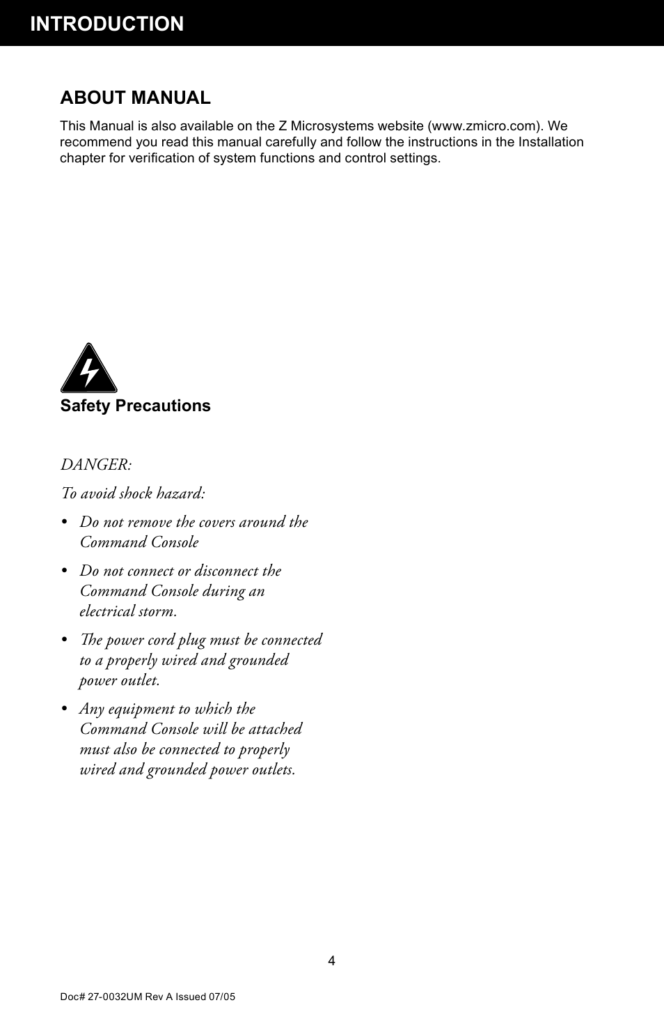 Introduction | Z Microsystems SL User Manual | Page 4 / 51