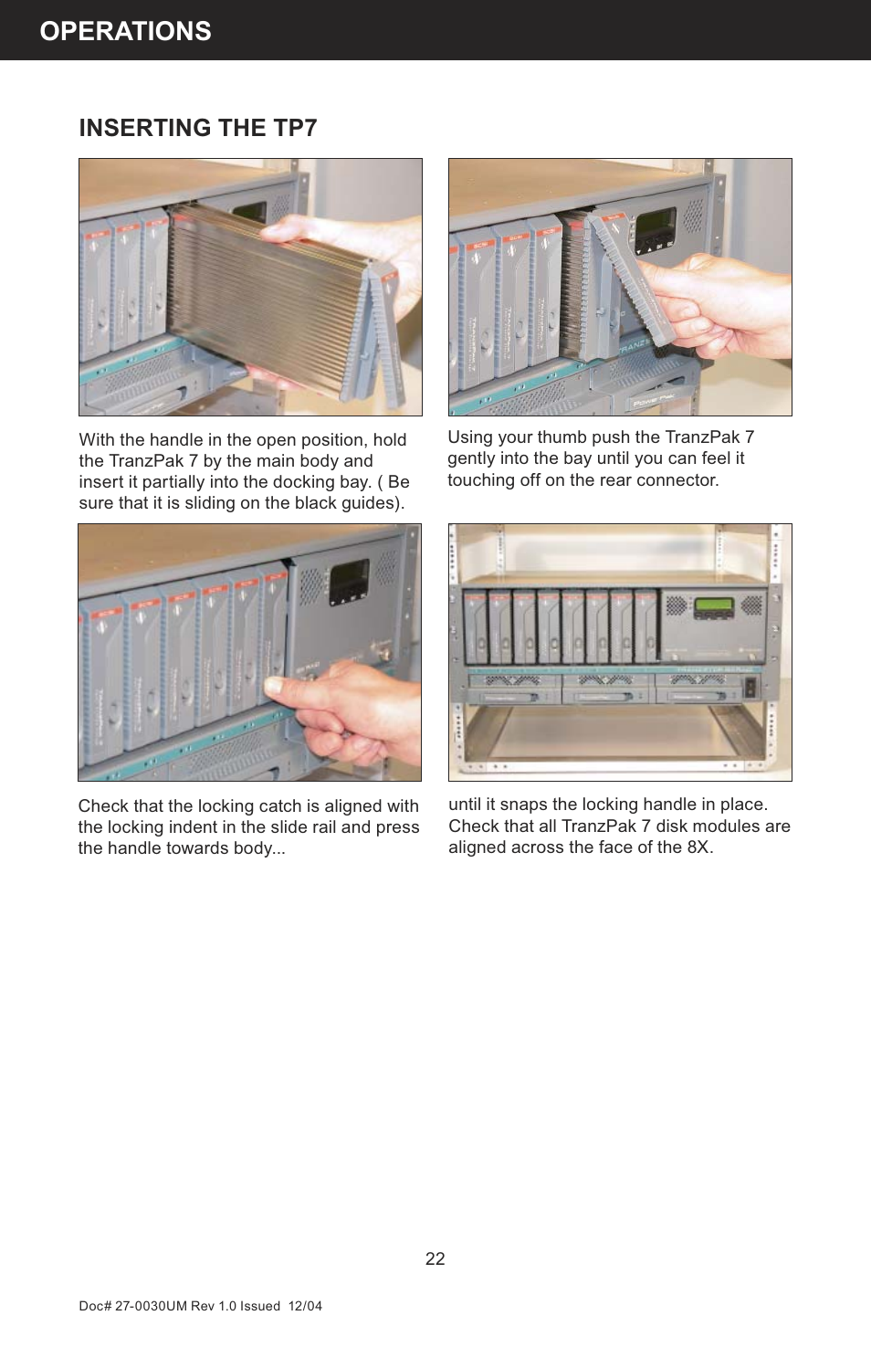 Operations, Inserting the tp7 | Z Microsystems 8X User Manual | Page 22 / 51