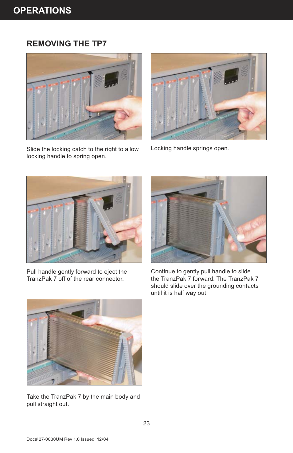 Operations, Removing the tp7 | Z Microsystems 8X User Manual | Page 23 / 51