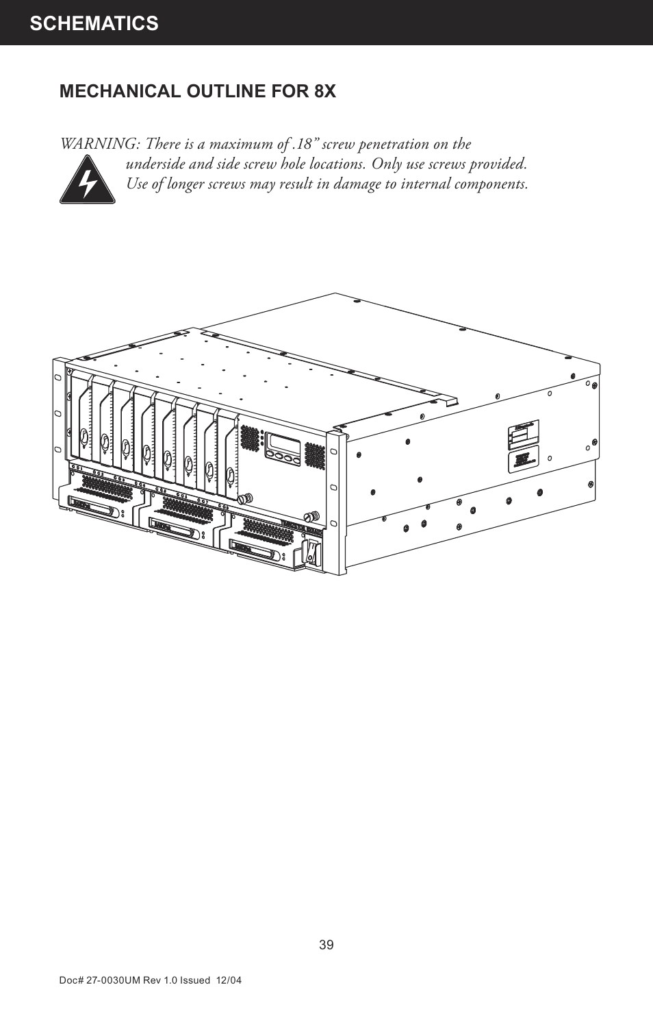 Schematics, Mechanical outline for 8x | Z Microsystems 8X User Manual | Page 39 / 51