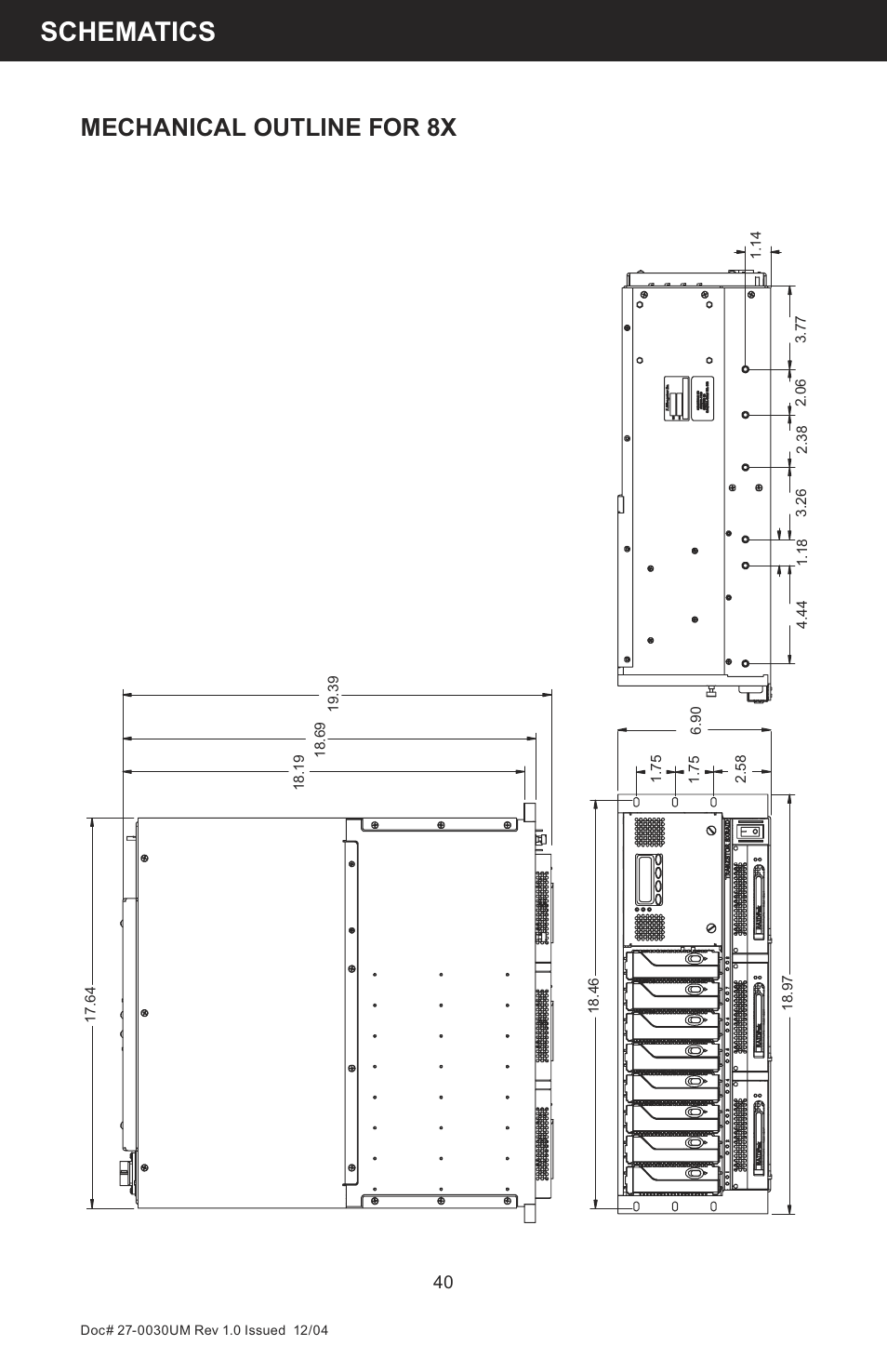 Schematics, Mechanical outline for 8x | Z Microsystems 8X User Manual | Page 40 / 51