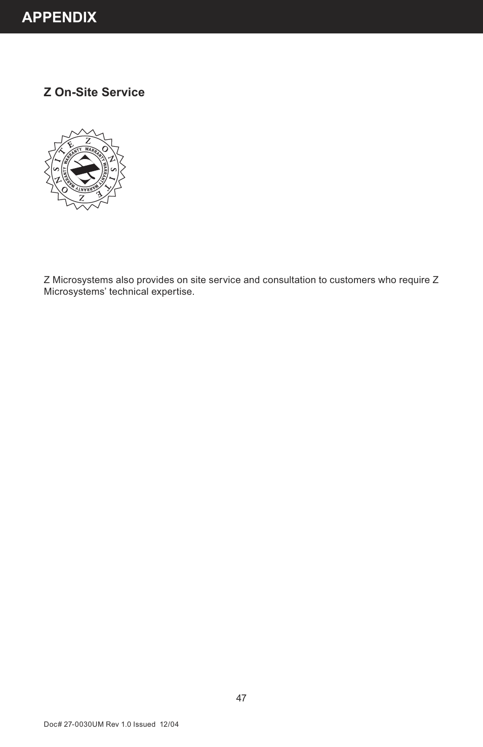 Appendix | Z Microsystems 8X User Manual | Page 47 / 51