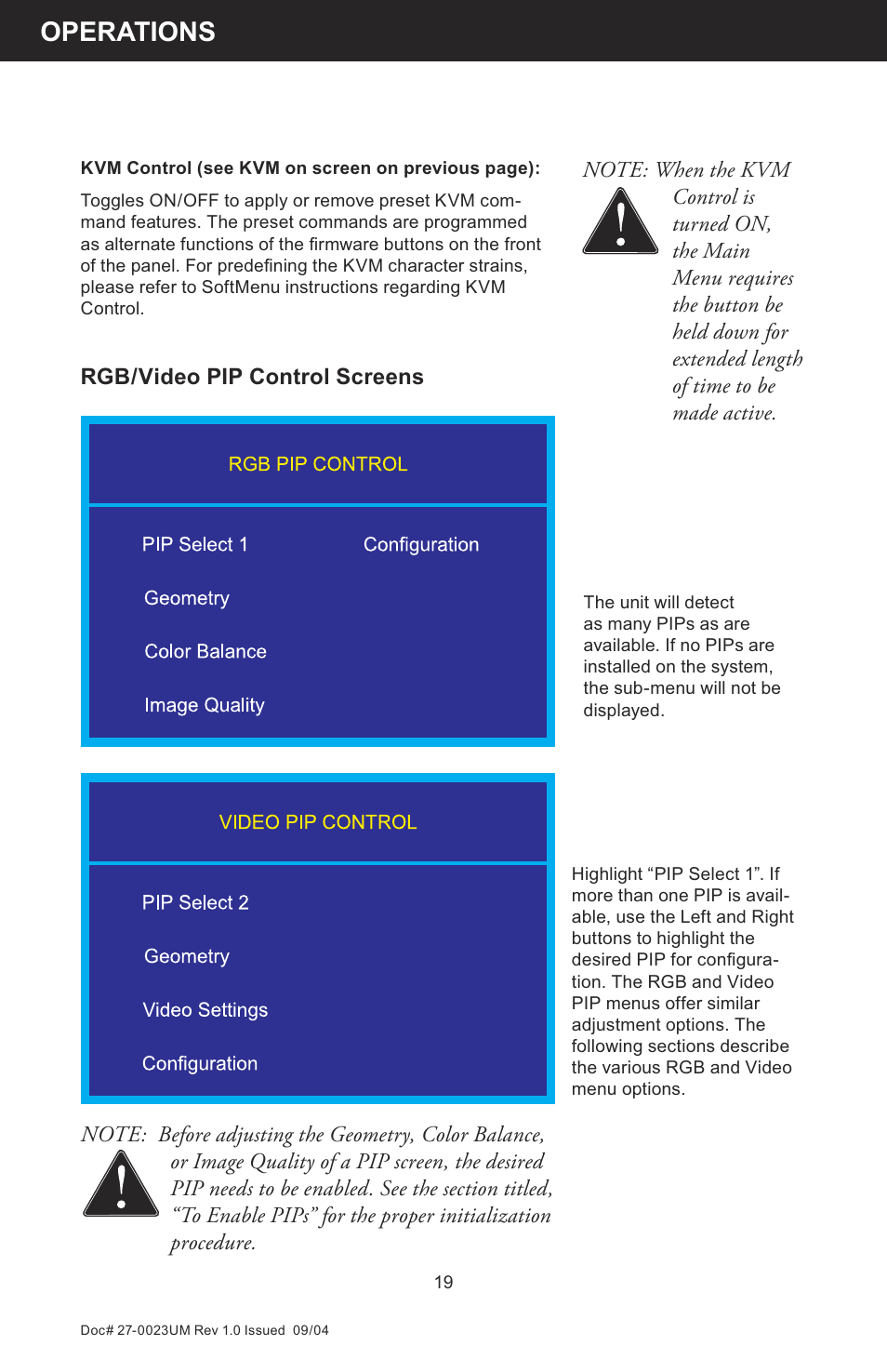 Operations | Z Microsystems 19 User Manual | Page 19 / 67