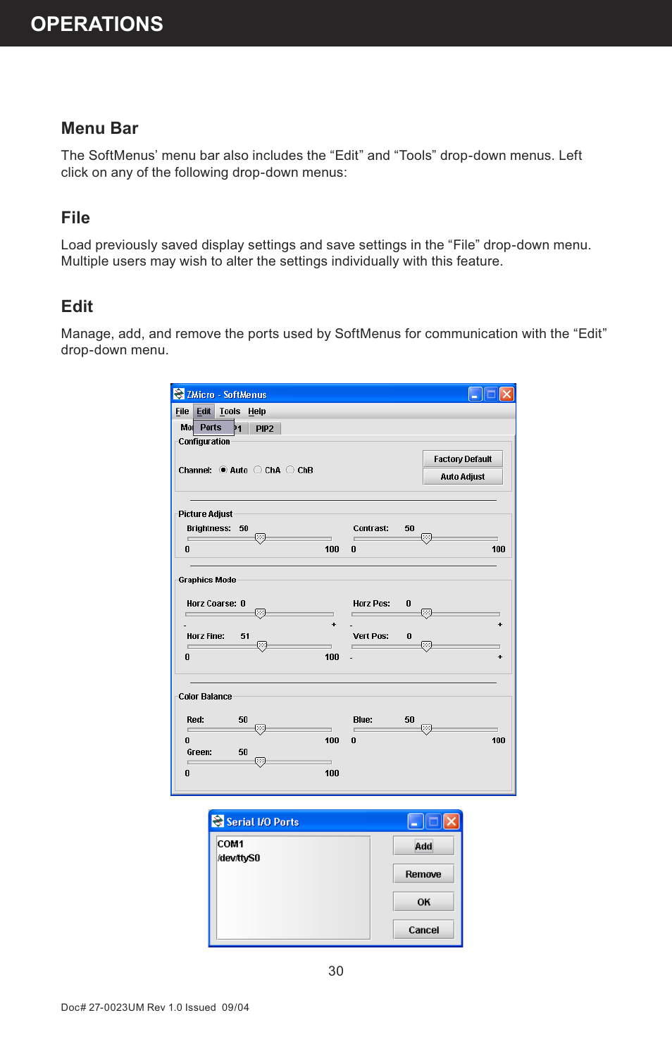 Operations | Z Microsystems 19 User Manual | Page 30 / 67