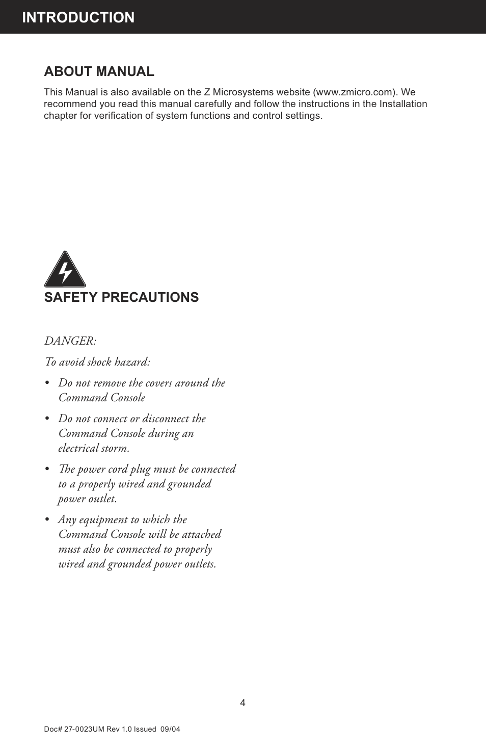 Introduction | Z Microsystems 19 User Manual | Page 4 / 67