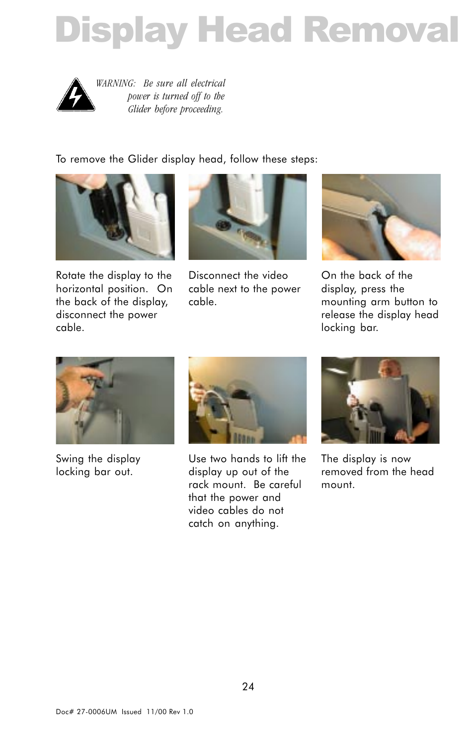 Display head removal, Maintenance | Z Microsystems GLIDER 20 User Manual | Page 24 / 35
