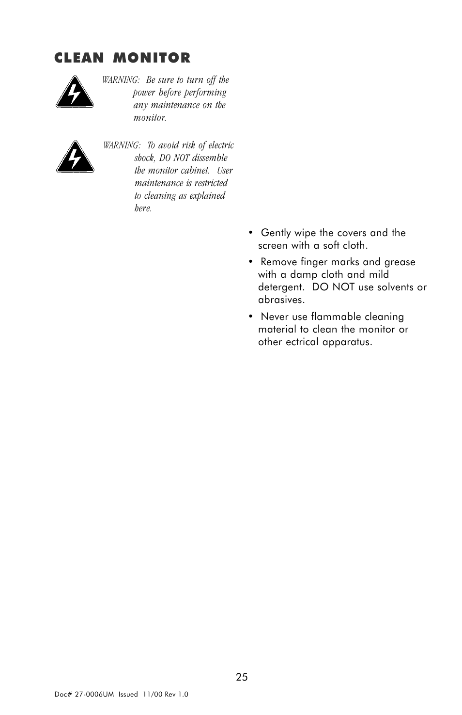 Clean monitor | Z Microsystems GLIDER 20 User Manual | Page 25 / 35