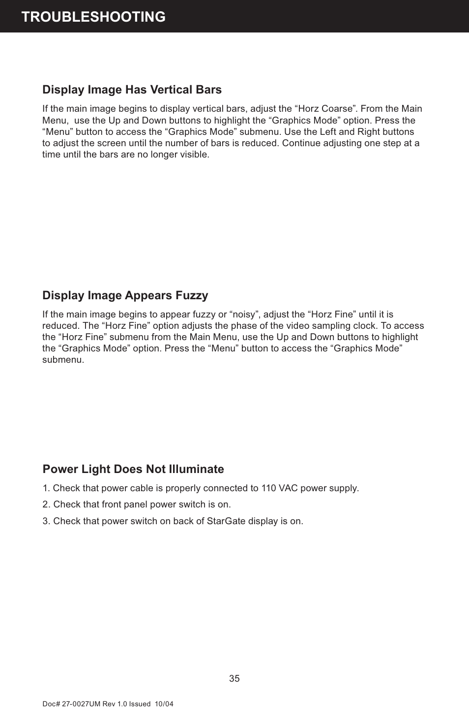 Troubleshooting | Z Microsystems StarGate 20 User Manual | Page 35 / 64
