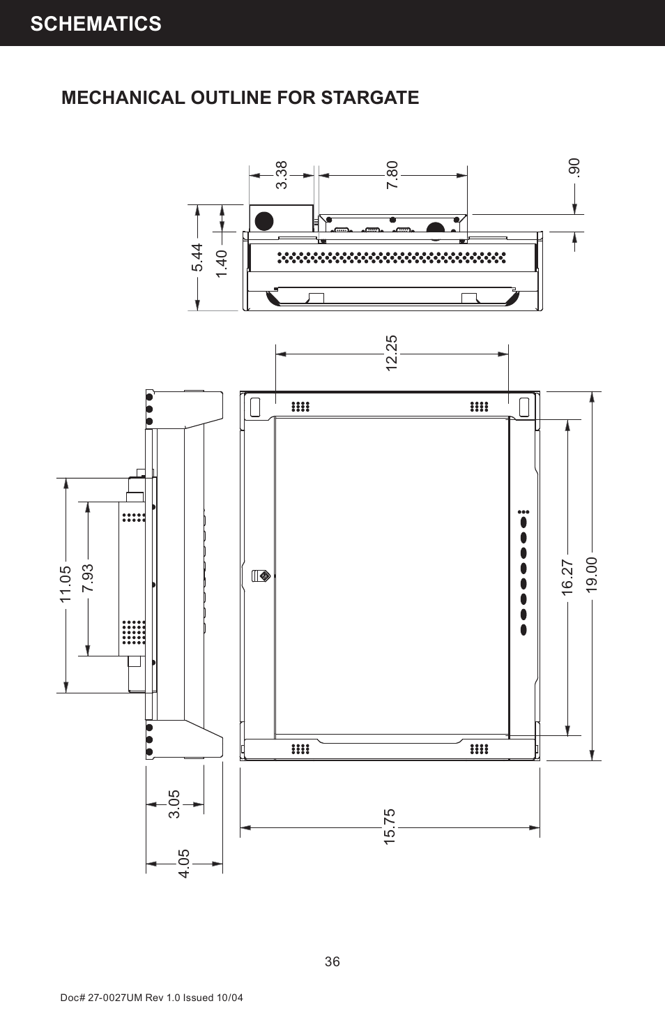 Schematics, Mechanical outline for stargate | Z Microsystems StarGate 20 User Manual | Page 36 / 64