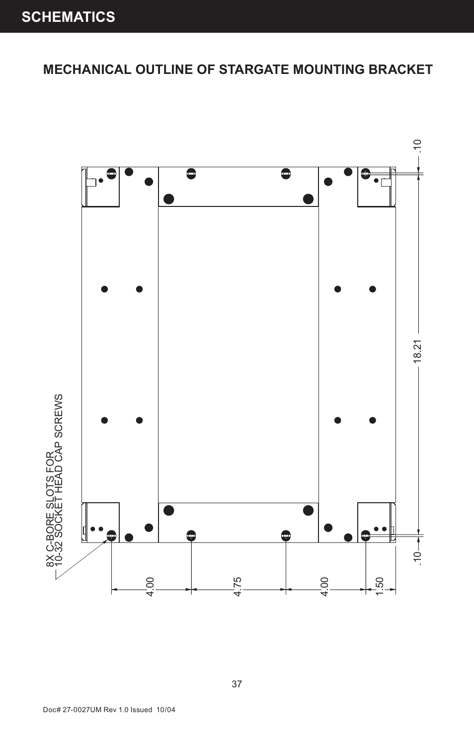 Schematics, Mechanical outline of stargate mounting bracket | Z Microsystems StarGate 20 User Manual | Page 37 / 64