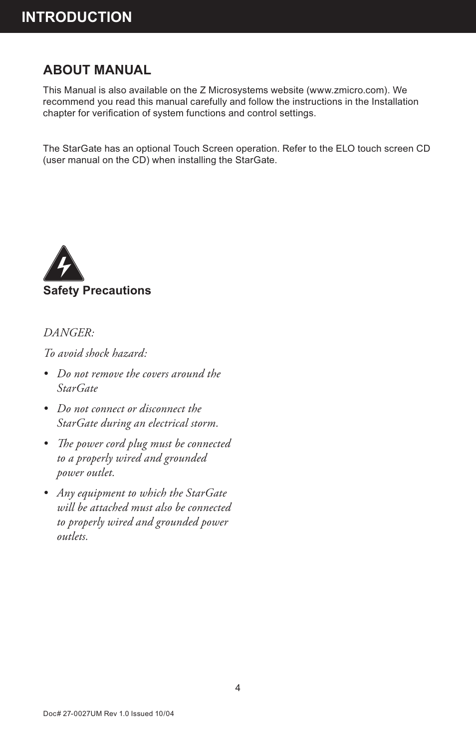 Introduction | Z Microsystems StarGate 20 User Manual | Page 4 / 64