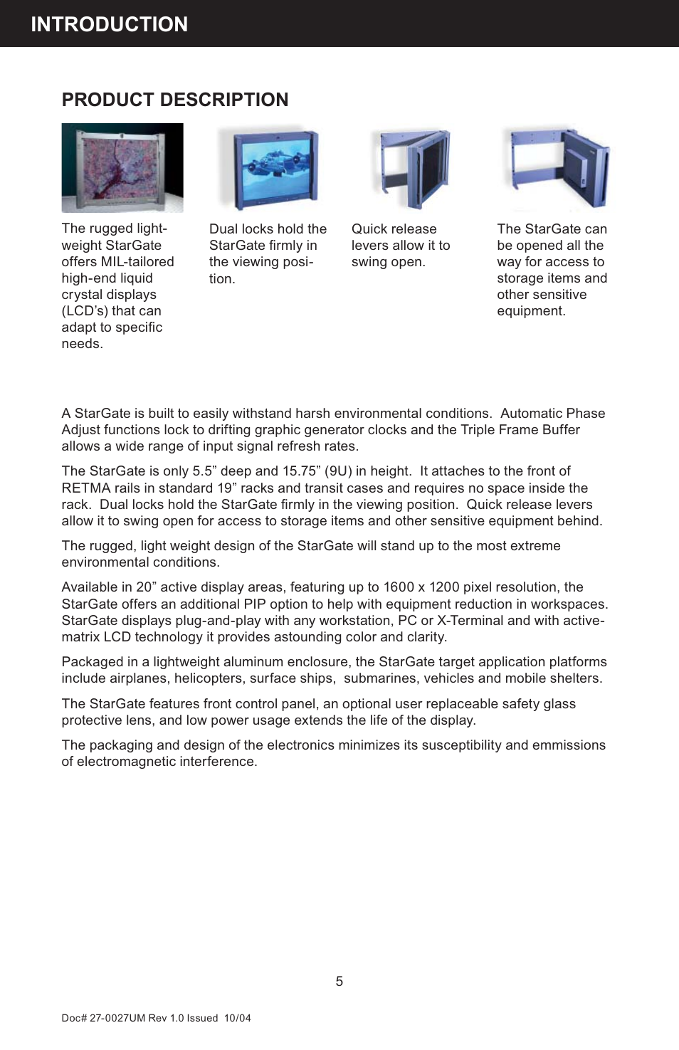 Introduction, Product description | Z Microsystems StarGate 20 User Manual | Page 5 / 64