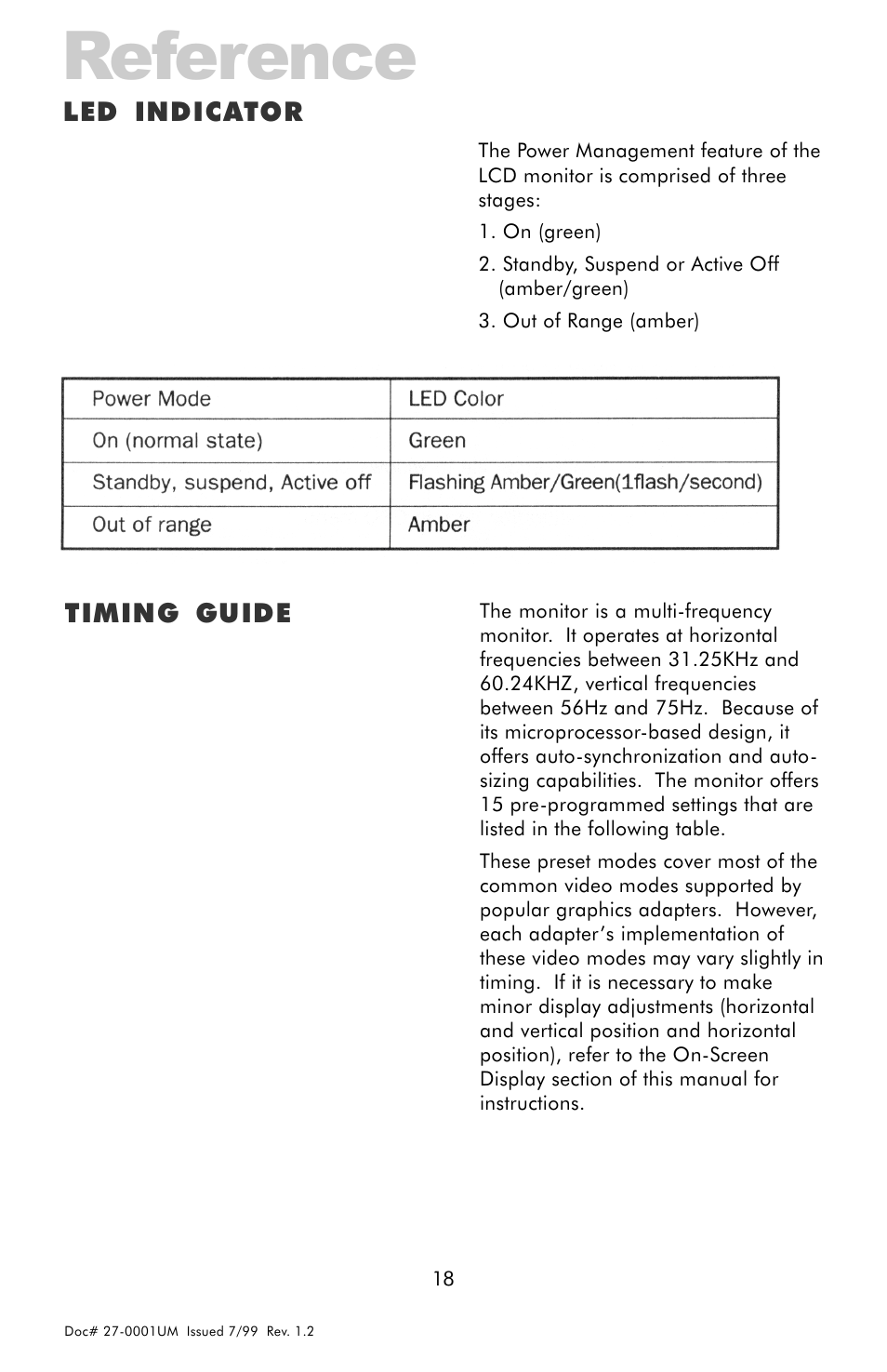 Reference, Led indicator, Timing guide | Z Microsystems 14 User Manual | Page 18 / 32