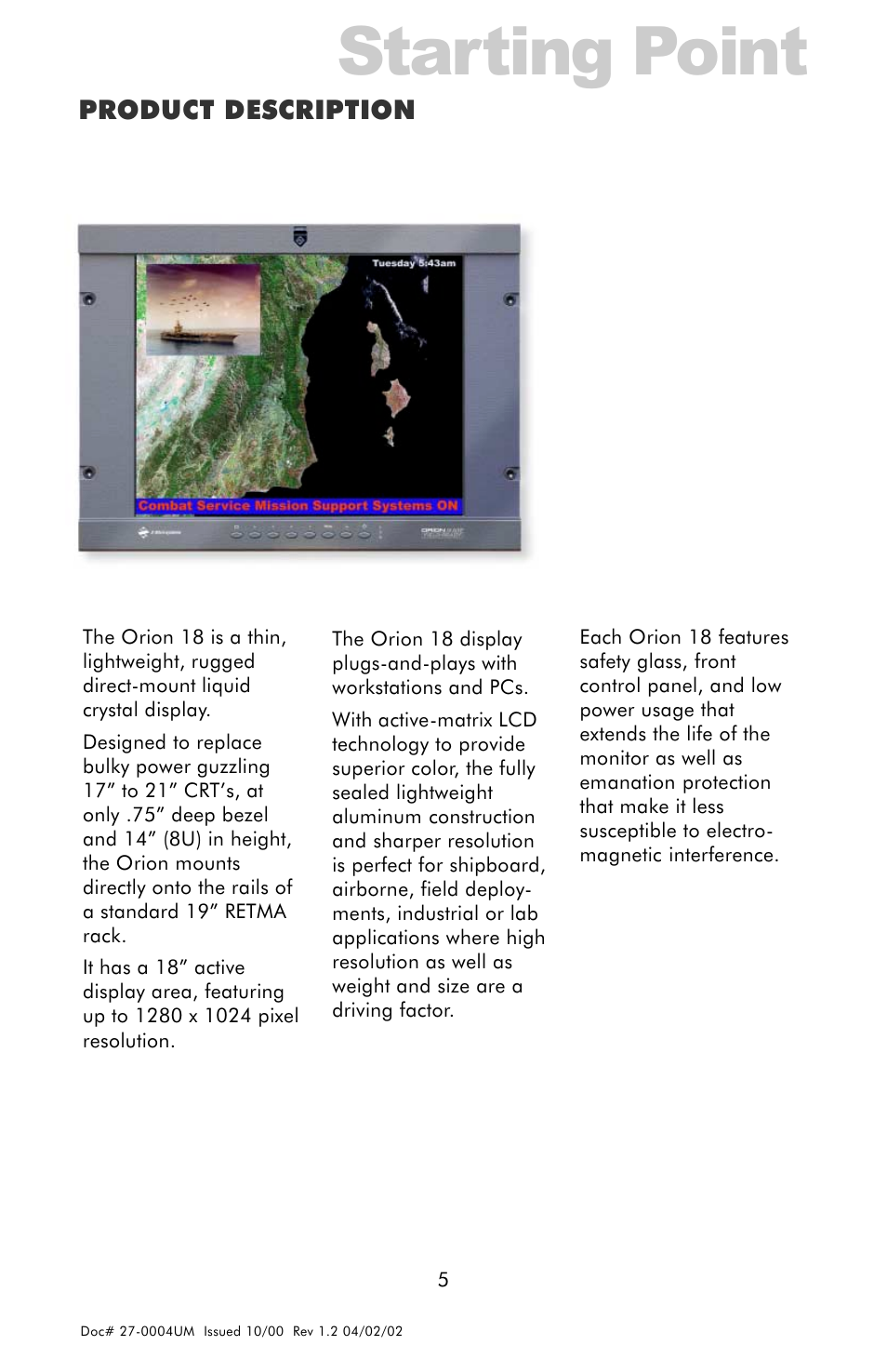 Starting point, Product description | Z Microsystems 18 User Manual | Page 5 / 29