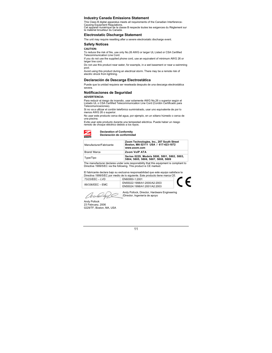 Zoom 5809 User Manual | Page 11 / 12