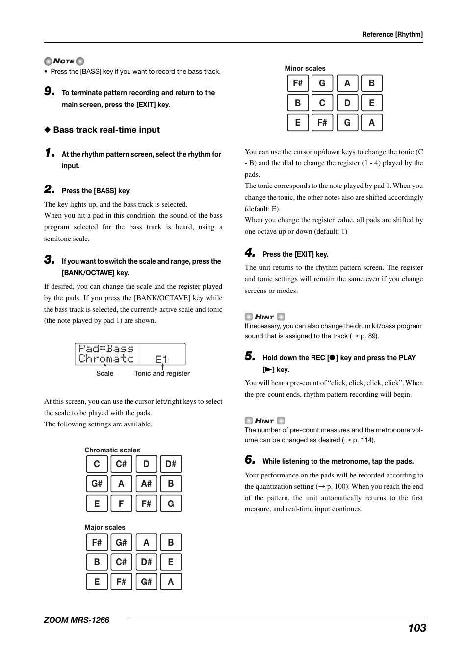 Pad=bass pad=bass chromatc chromatc | Zoom MRS-1266 User Manual | Page 103 / 192
