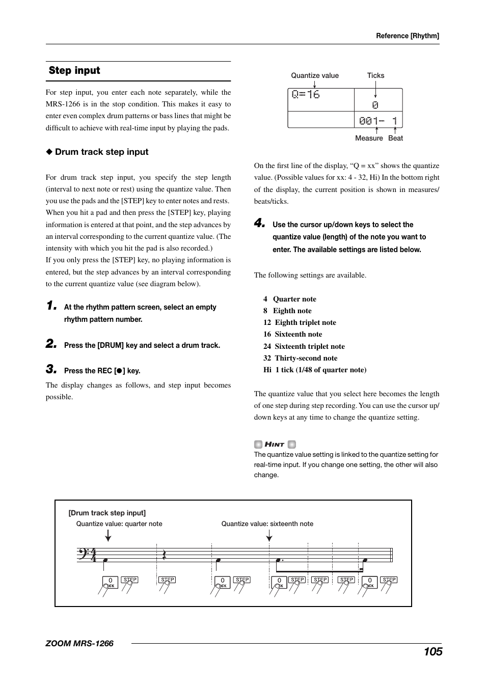 Q=16, Step input | Zoom MRS-1266 User Manual | Page 105 / 192