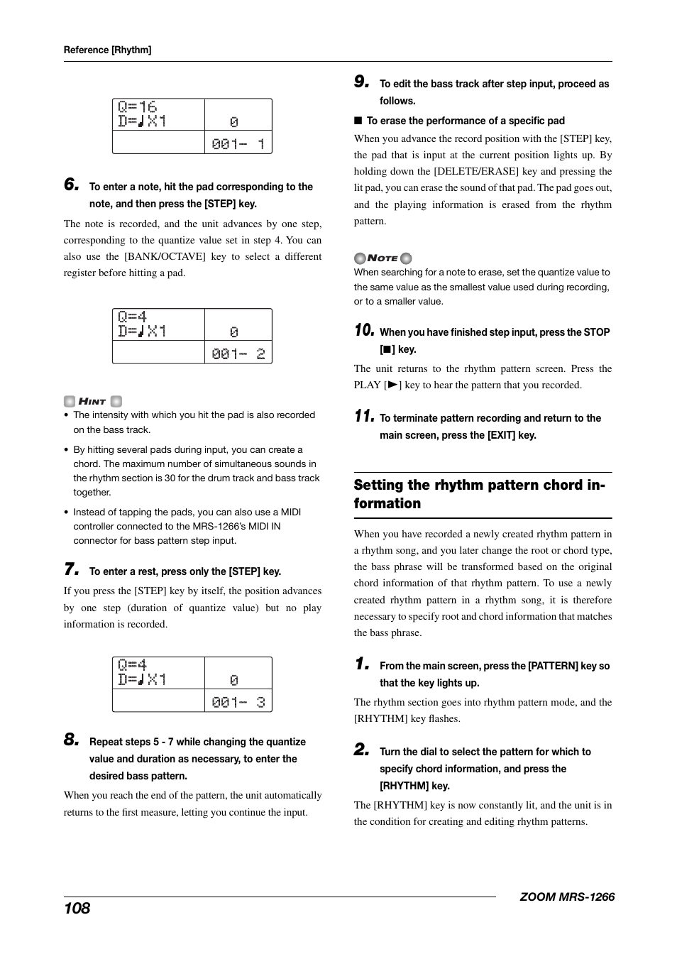 Q=4 q=4 d= x1 d= x1 | Zoom MRS-1266 User Manual | Page 108 / 192